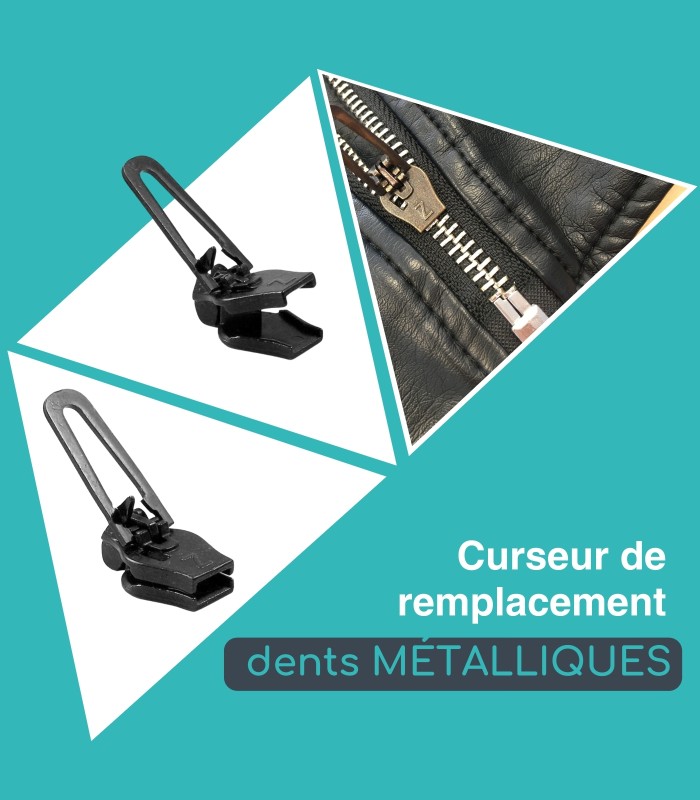 Curseur pour réparer les fermetures/zipper - en Métal Clip&Zip