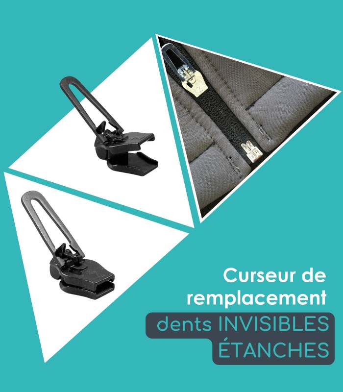 Curseur pour réparer les fermetures/zipper - étanches/invisibles